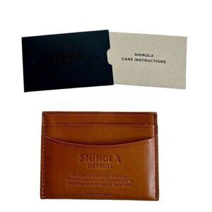 Shinola Pocket Card Case Soft Tan Leather 5 Slots Pocket Wallet Unisex